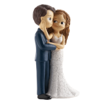 vista de perfil da decoração de bolo de casamento com estatueta