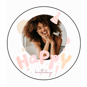 Foto comestível redonda 24cm Happy Birthday