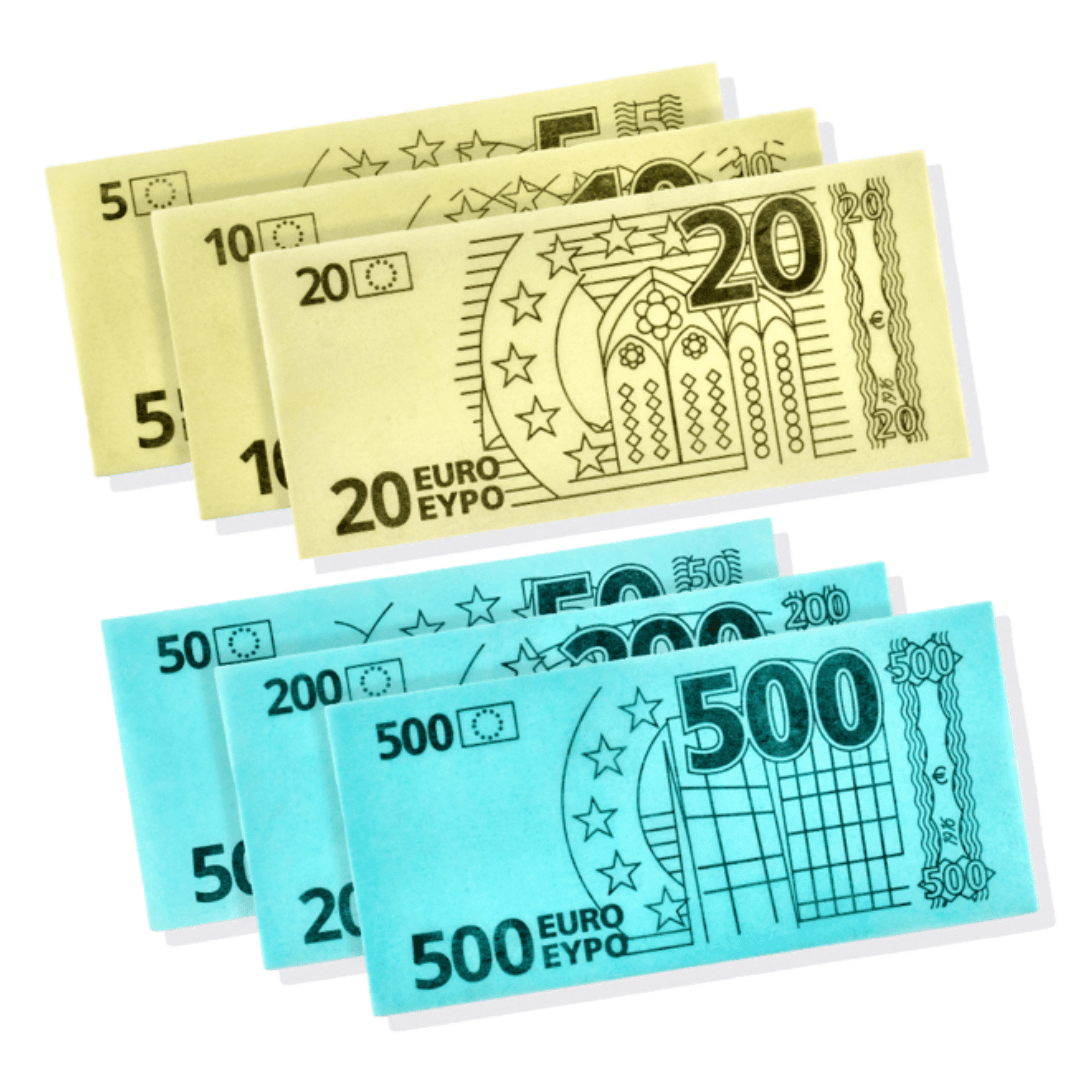Notas de euro comestíveis para bolo de dinheiro