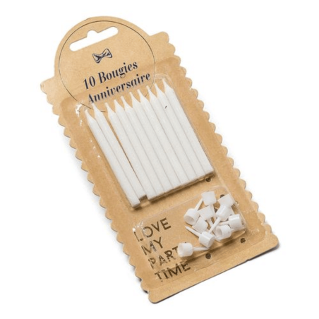 10 velas brancas brilhantes