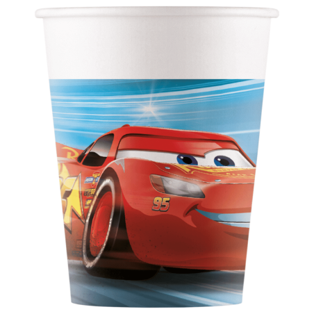 Copos de cartão aniversário 8 Carros 25 cl