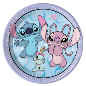 Pratos de papel de aniversário do Stitch e da Angel