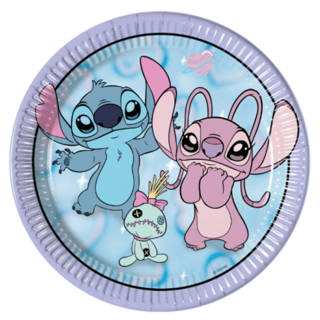 Pratos de papel de aniversário do Stitch e da Angel