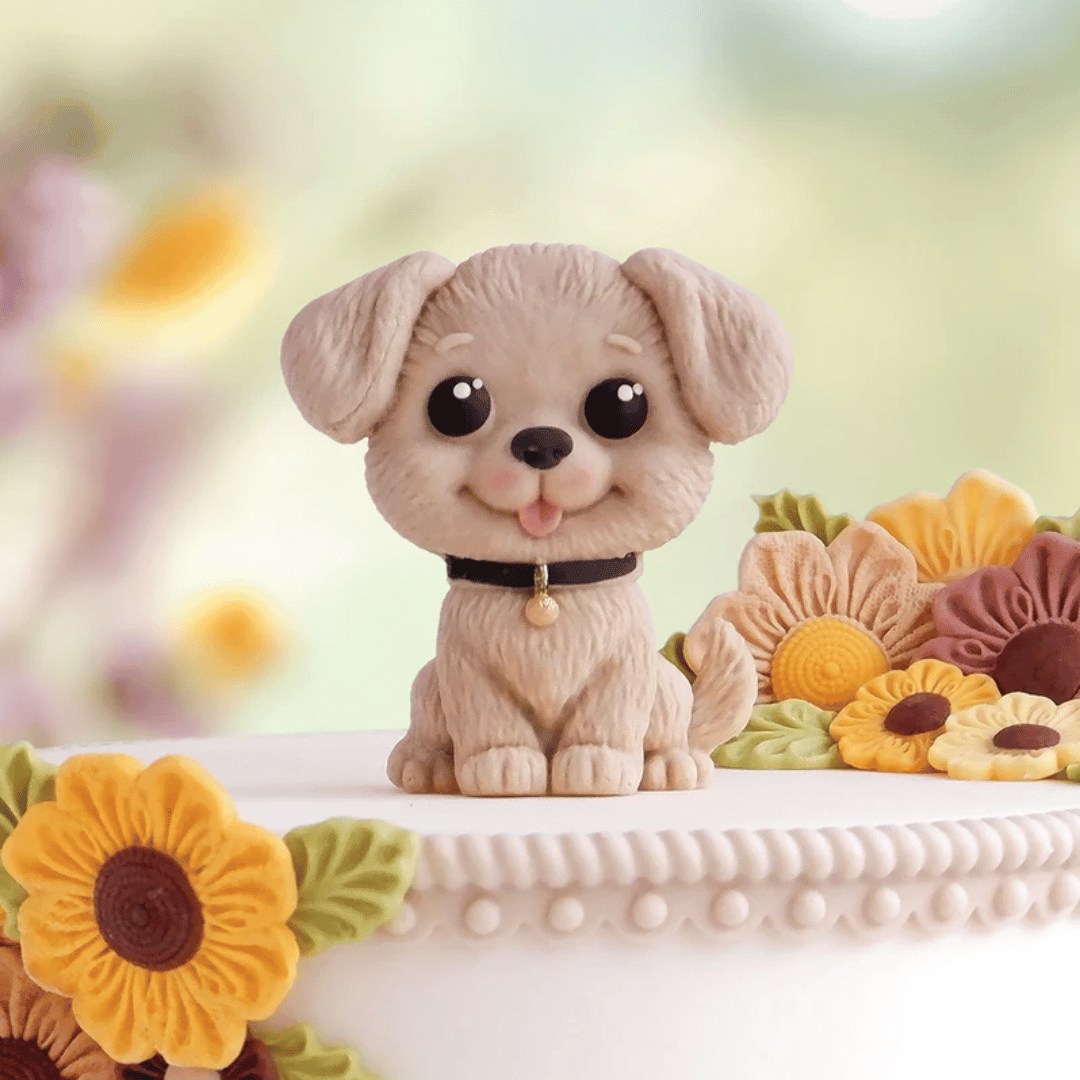 Molde de silicone para modelar cachorros em pasta de açúcar.
