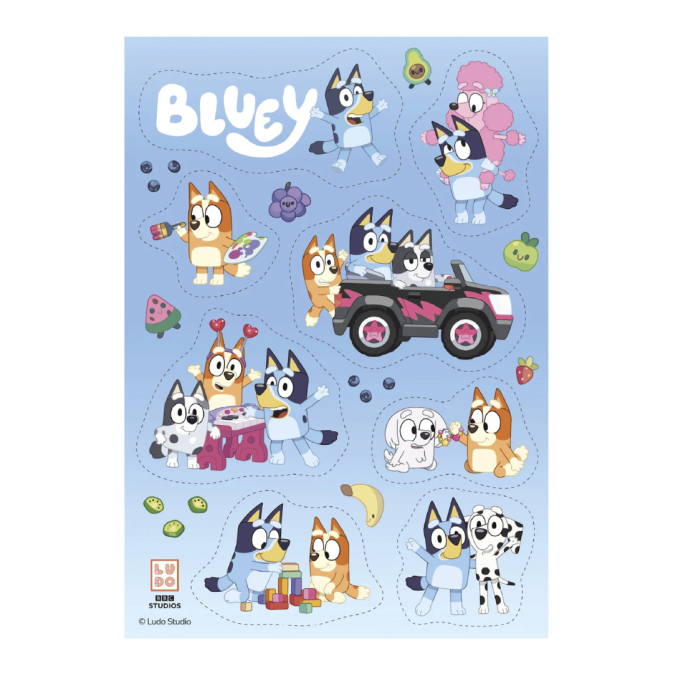 Decorações de wafer bluey para bolo