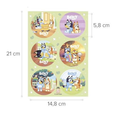 Mini discos de wafer para cupcakes e bolos, Bluey x6