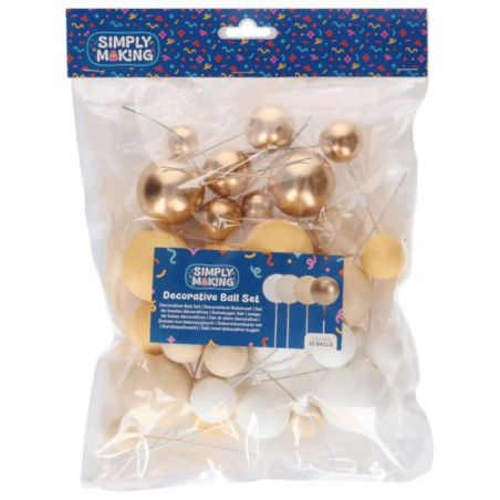 bolas decorativas de bolo amarelas e douradas
