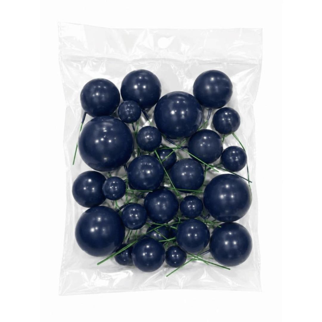Conjunto de 20 bolas decorativas para bolo Azugren na cor azul marinho