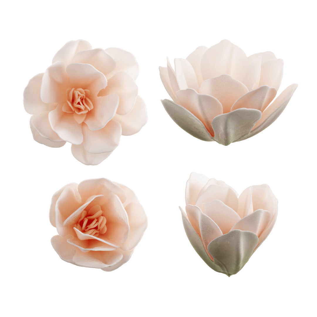6 Flores de Magnólia em Wafer 7 cm | Decoração de bolo