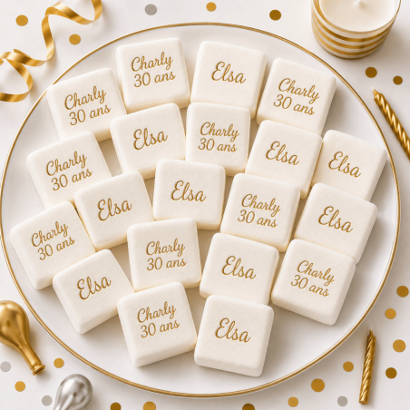 Marshmallows personalizados gravados com nome e/ou idade