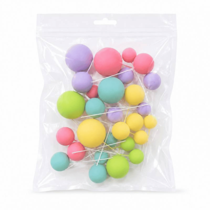 30 bolas de bolo decorativas multicoloridas azucren