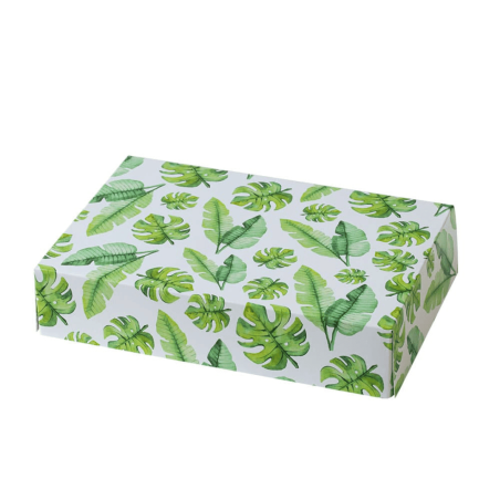 Lata de biscoitos com estampa de folhas Decora