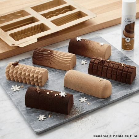 Molde de silicone para mini troncos com desenhos geométricos