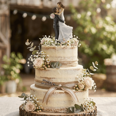 Topo de bolo de casamento com noiva vestida para bolo de casamento