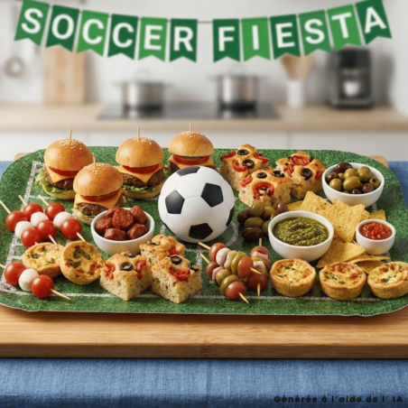 Bandeja de catering para buffet de aniversário com tema de futebol (2 unidades)