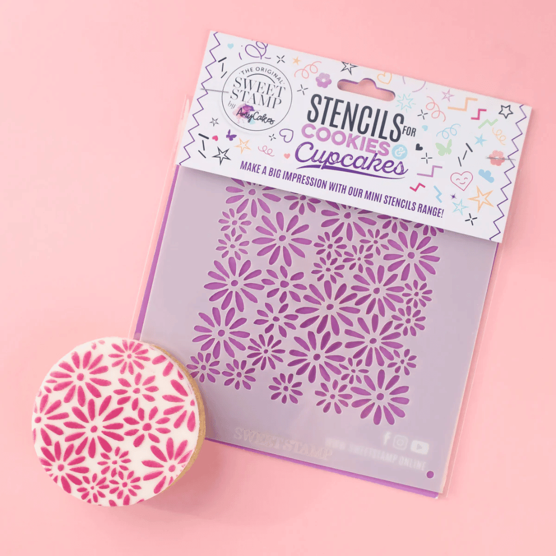 estêncil para mini biscoitos de flores e sobremesa de primavera