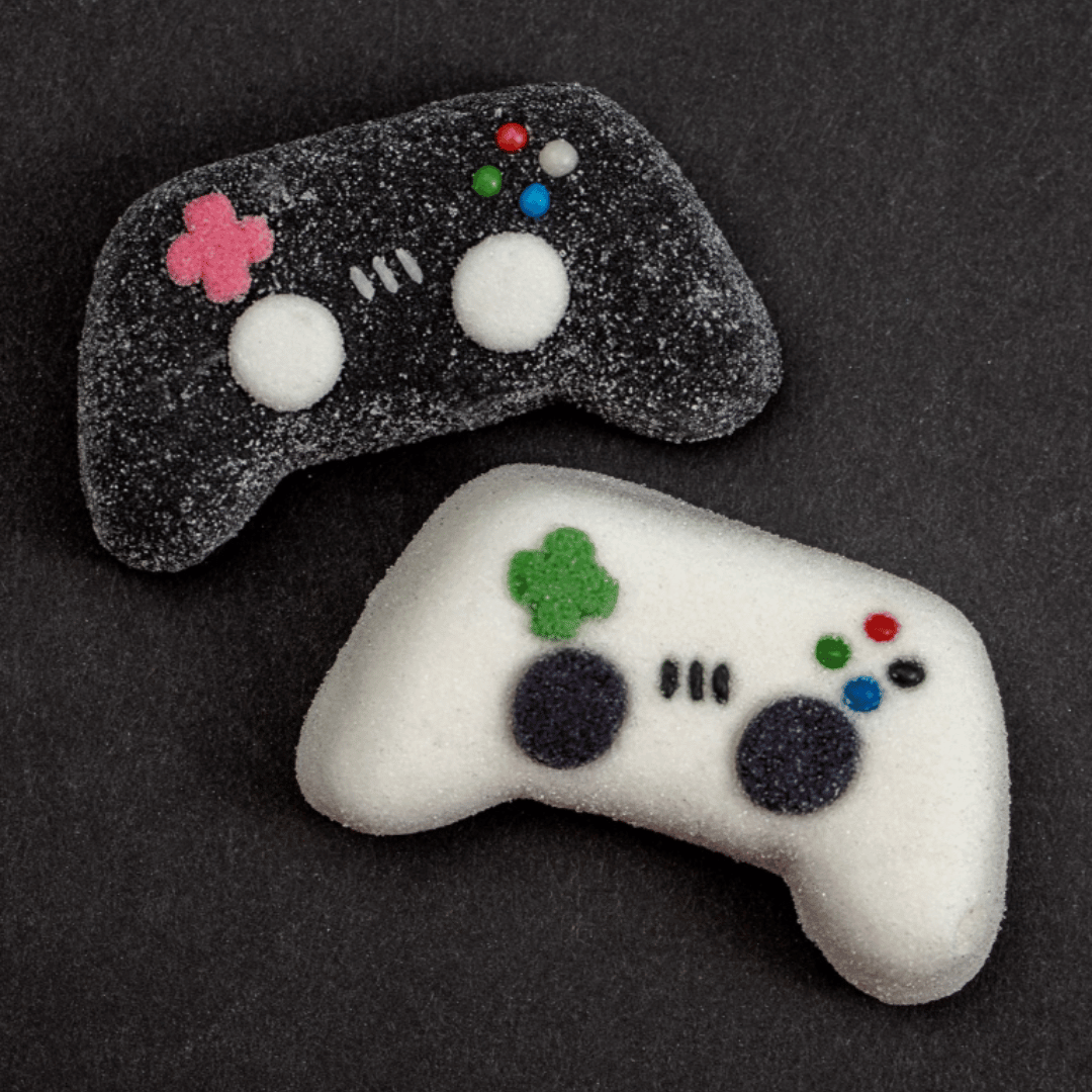 marshmallow em formato de controle de videogame
