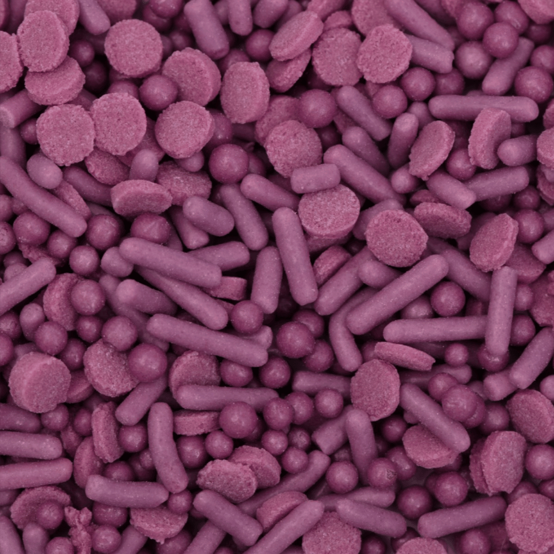 misture confeitos violetas bolo pme