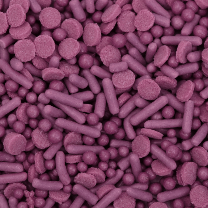 misture confeitos violetas bolo pme