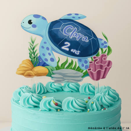 Topo de bolo de tartaruga personalizável