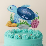 Topo de bolo de tartaruga personalizável