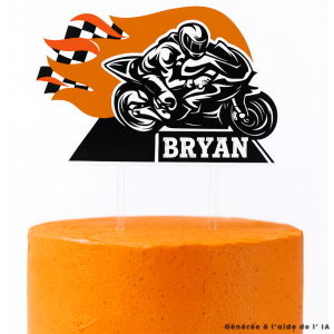 Topo de bolo de motocicleta para personalizar com o nome