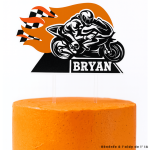 Topo de bolo de motocicleta para personalizar com o nome