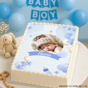 Folha de açúcar azul bebê personalizada