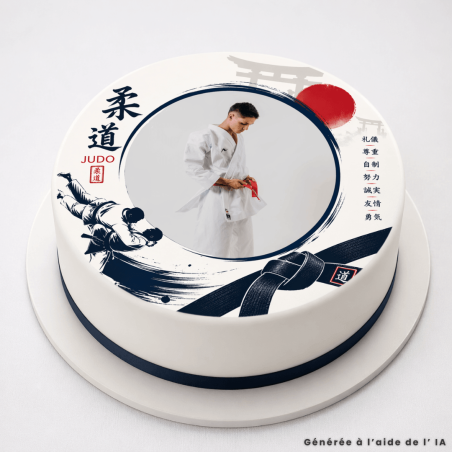Foto comestível personalizada de judô para bolo de 20 cm