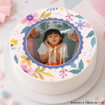 Foto floral comestível personalizável para bolo de 24 cm