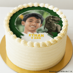 Foto comestível de dinossauro Ø 20 cm, personalizável