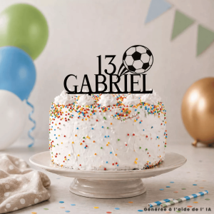 Topper de bolo de futebol personalizável
