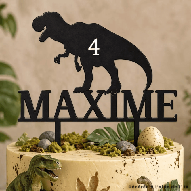 Topper de bolo de dinossauro personalizável