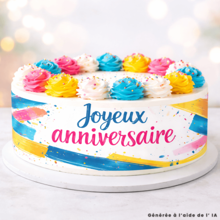 Esboço de bolo comestível de feliz aniversário