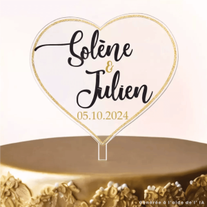 topo de bolo coração dourado