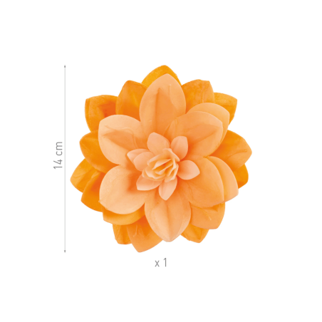 Flor de papel de arroz, lírio-d'água laranja, 14 cm