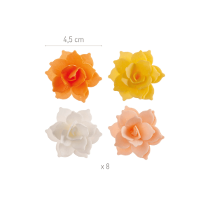 8 mini flores de lírio-d'água de papel de arroz