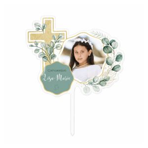 Topo de bolo para comunhão personalizável