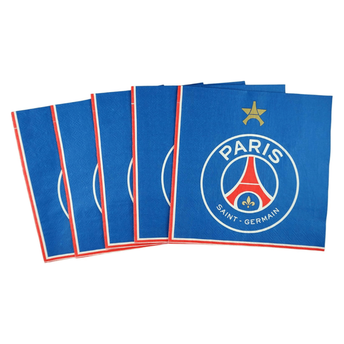 20 guardanapos de papel do PSG para uma festa de aniversário temática de futebol.
