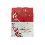 6 mini caixas de lenha natalinas em papelão vermelho e branco com a inscrição "Boas Festas"
