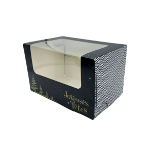 elegante caixa de lenha preta com janela