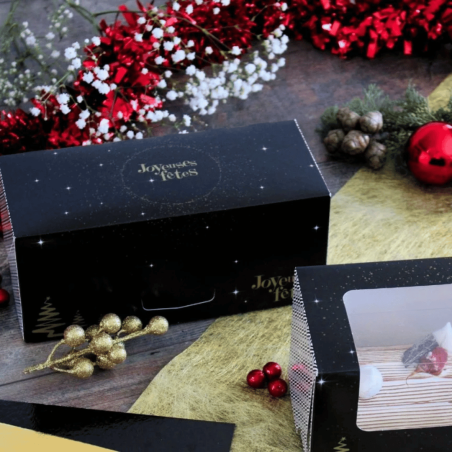 Caixa para lenha de Natal, boas festas, preta