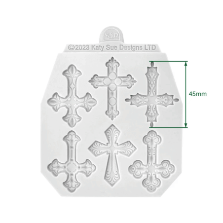 Dimensões do molde de cruz de pasta de açúcar da Katy Sue