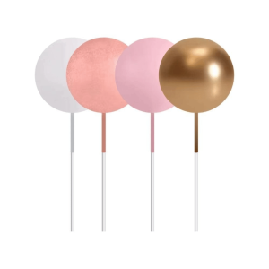 32 bolinhas de bolo rosa, brancas e douradas