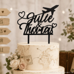 topo de bolo de avião personalizável com dois nomes
