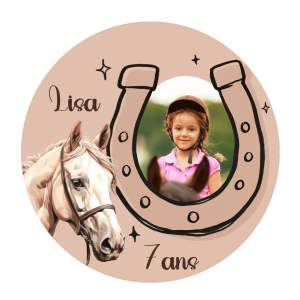 Foto redonda personalizável com tema de cavalo, 24 cm