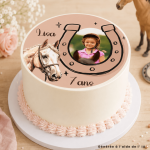 Bolo temático de cavalos com foto personalizada