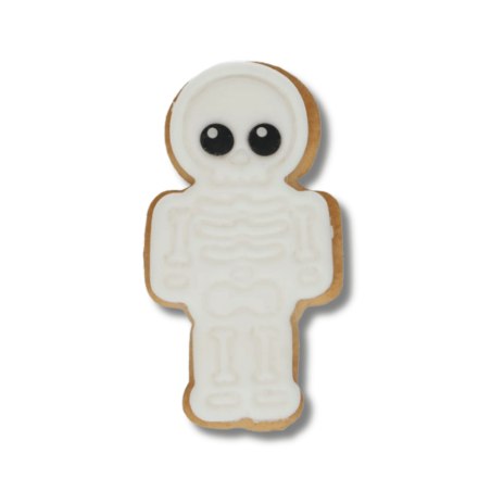 Biscoitos de Halloween feitos com cortador de biscoitos de esqueleto da Wilton