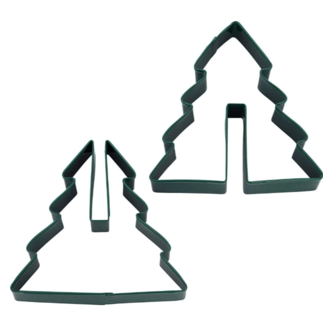 Cortadores de biscoito em formato de árvore de Natal 3D em metal, ideais para biscoitos e biscoitos amanteigados natalinos.