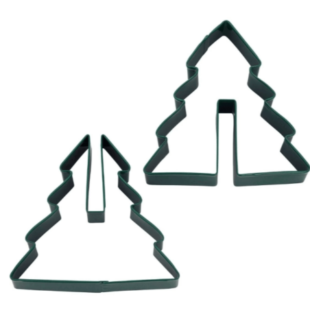 Cortadores de biscoito em formato de árvore de Natal 3D em metal, ideais para biscoitos e biscoitos amanteigados natalinos.